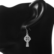 Celtic Cross Plain Sterling Silver Earrings, ep311
